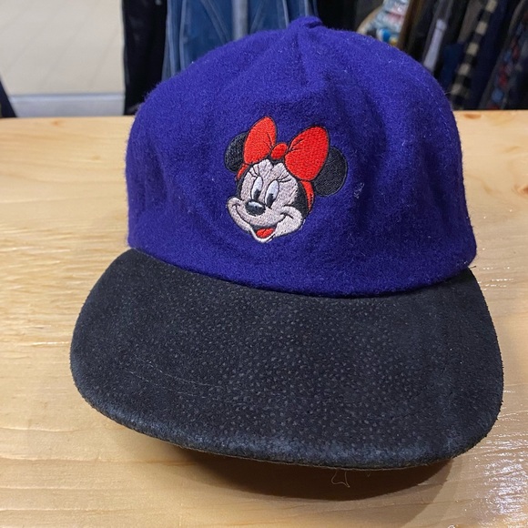 Vintage Disney Minnie Mouse felt / suede SAMPLE cap -purple Mickey Mouse OSFA - Picture 1 of 4